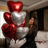 18 Inch Pink & Sliver & Red Heart Balloons 24 Pcs Valentine's Day