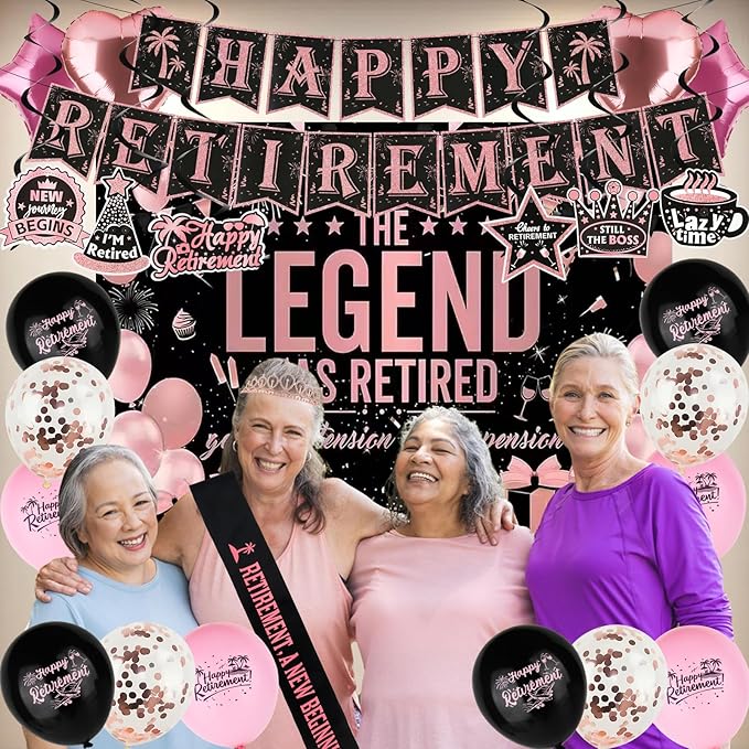 Elegant Rose Gold Retirement Decorations Kit for Women Features