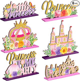 6 Pcs Princess Party Centerpieces Floral Wooden Princess Theme Table