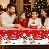 3PCS Christmas Tablecloth Red Rectangular Plastic Christmas