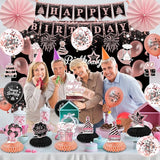 Rose Gold Birthday Decorations for Women 37Pcs Happy Queen Party Kit