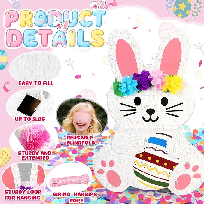25 Large Easter Decorations Bunny Pinata for Kids Birthday Party