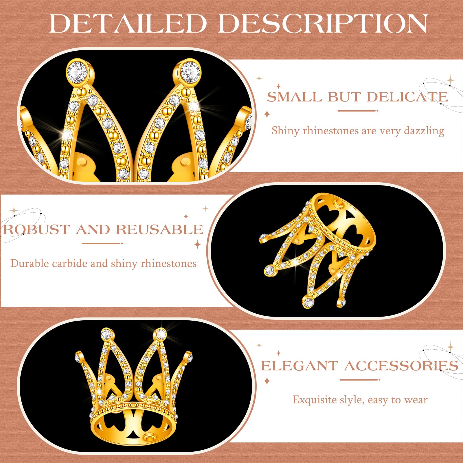 12 Pcs Crown Cake Topper Mini Baby Crown Tiny Queen Small Alloy Gold
