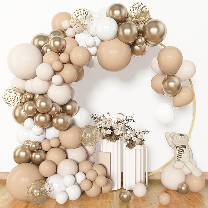 Amandir 153pcs White Sand Balloon Garland Arch Kit, Different Sizes