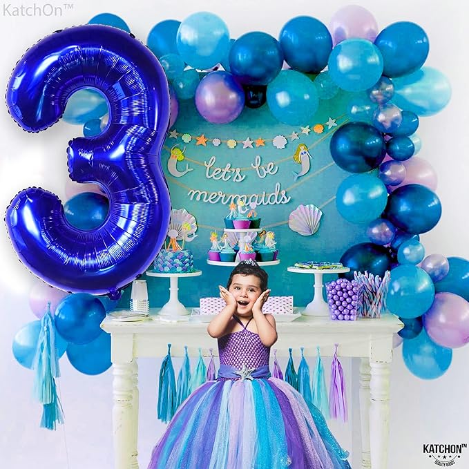 KatchOn, Giant Royal Blue Number 3 Balloon - 40 Inch | Navy Blue 3