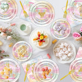 96 PCS Princess Birthday Party Decorations Rainbow Gold Castle