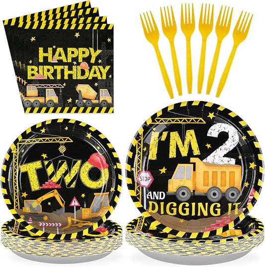 96Pcs Construction 2nd Birthday Party Supplies Construction Truck