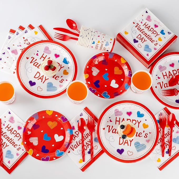 350PCS Valentine's Day Party Supplies for 50 Guests Valentine's Day