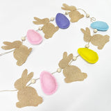 Easter Party Decorations Burlap Rabbit Bunny 3D Felt Egg with Wood