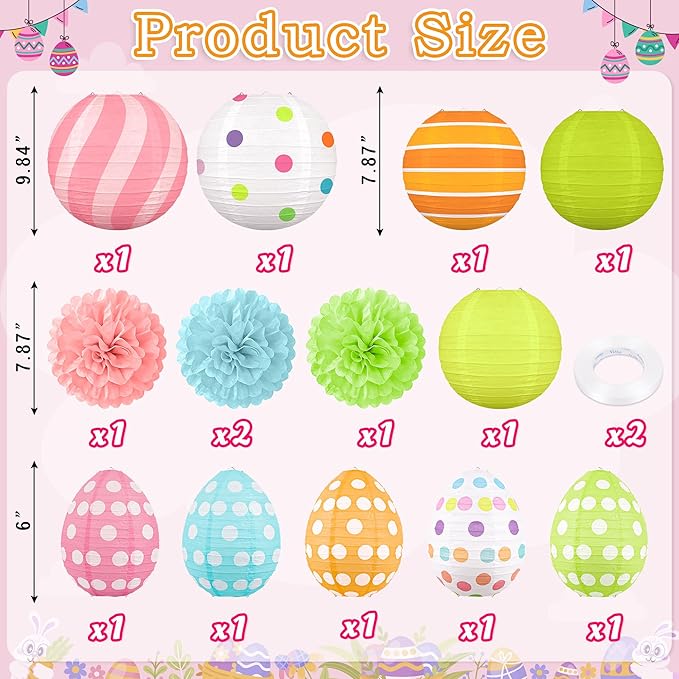 14Pcs Easter Party Decorations Set for Home Spring Egg and Round