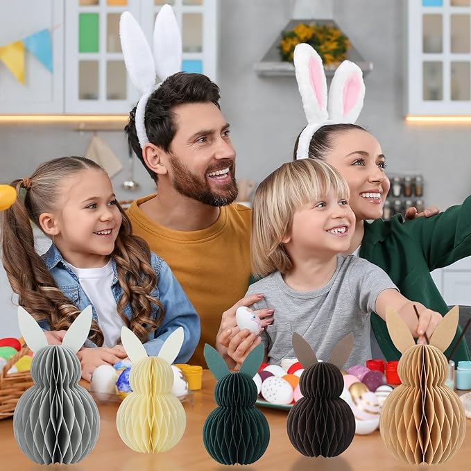 5Pcs Easter Bunny Honeycomb Centerpiece Easter Party Table
