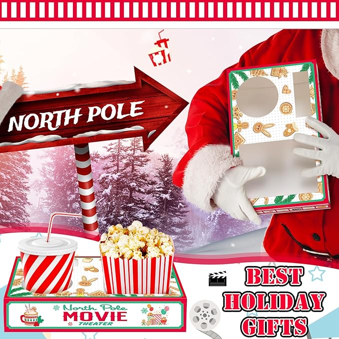 20 Pcs Christmas Movie Night Supplies Movie Night Paper Snack Trays #2