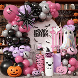 120 Pcs Halloween Balloon Arch Paready Ghost Star Foil Balloon Black