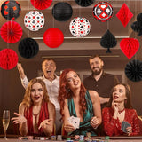 18 Pcs Casino Party Decoration 3D Poker Hanging Paper Lantern Red