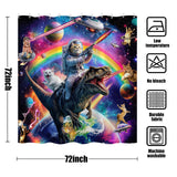 Fowocu Funny Cat Dinosaur Shower Curtain Fun Cool Colorful Space Cats