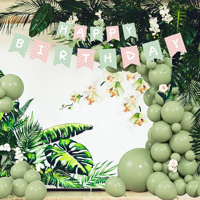 104pcs Sage Green Balloons - 18/12/10/5 Inch Neutral Green Latex