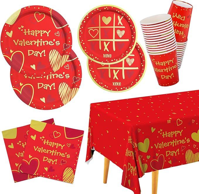 Valentine's Day Party Supplies Red Heart Love Disposable