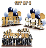 LINGTEER Happy 100th Birthday Gold Acrylic Table Topper Centerpieces