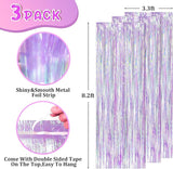Voircoloria Iridescent Party Backdrop 3Packs, Transparent Tinsel Foil
