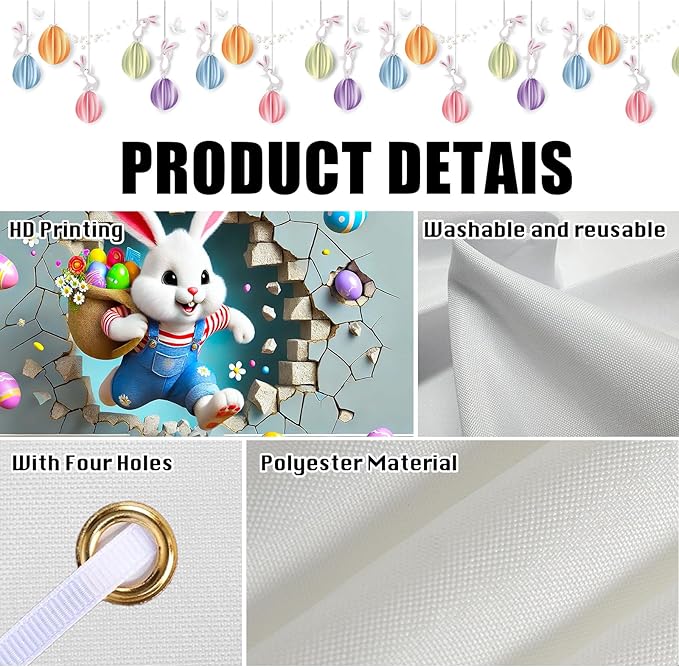 Easter Banner Polyester 43x70.86 Inches Large Easter Banner