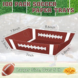 100Pcs Football Party Supplies 5lb Food Plates Paper Trays
