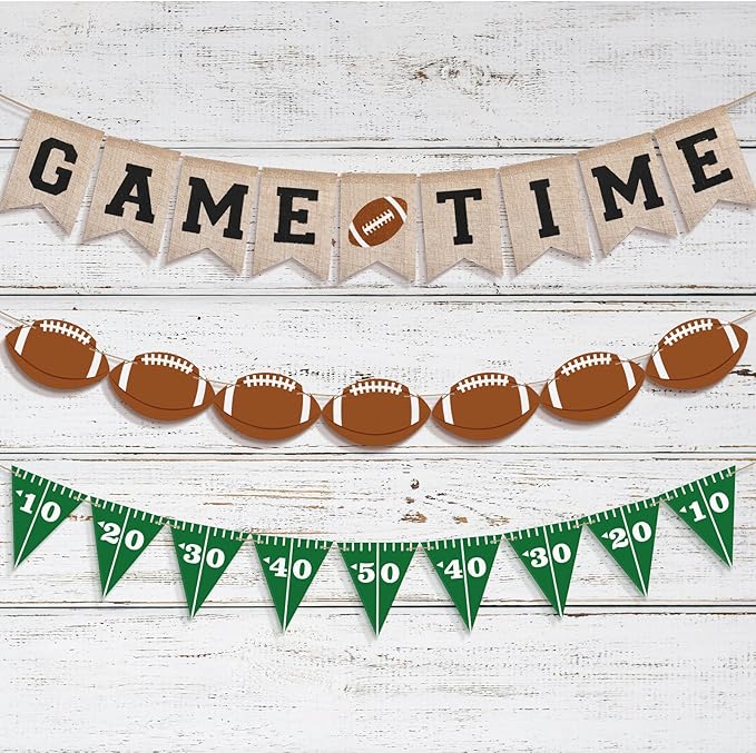 Game Time Football Burlap Banner Football Party Favors Decorations