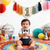 Handmade Rainbow 1st Birthday HighChair Banner Colorful Party