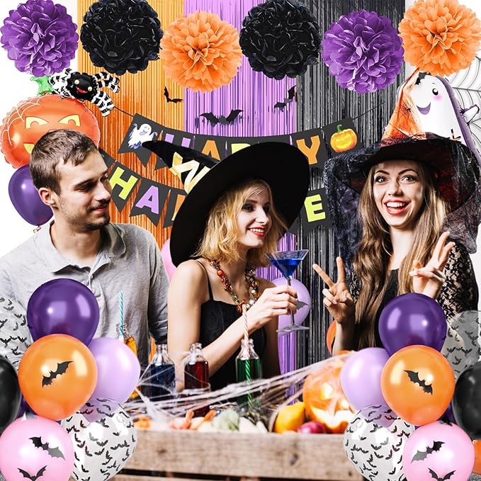 Purple Black Orange Party Decorations Set Halloween Decorations Kit