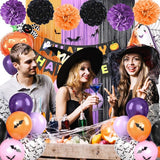 Purple Black Orange Party Decorations Set Halloween Decorations Kit