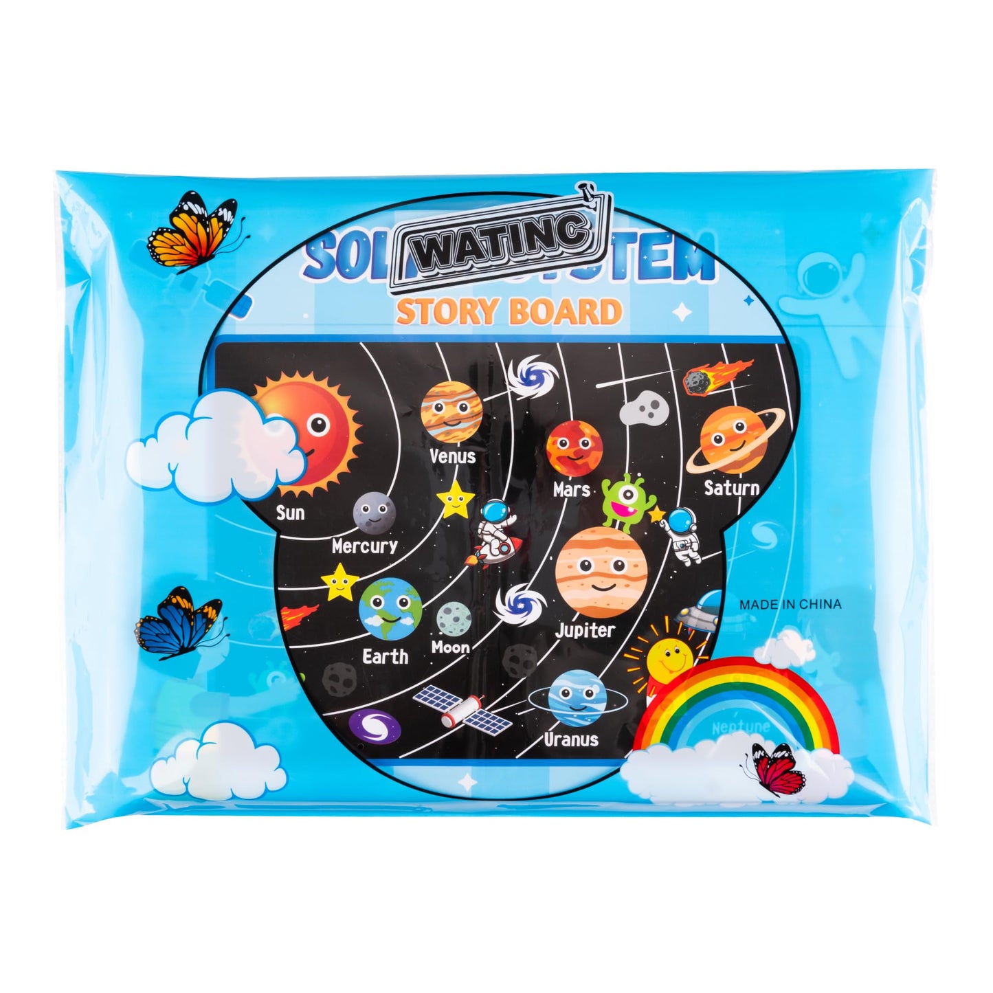 WATINC 44Pcs Outer Space Felt Story Board Set 3.5 Ft Solar System
