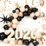 Sand White Black Gold Balloon Arch Kit,Balloon Garland with Star Foil