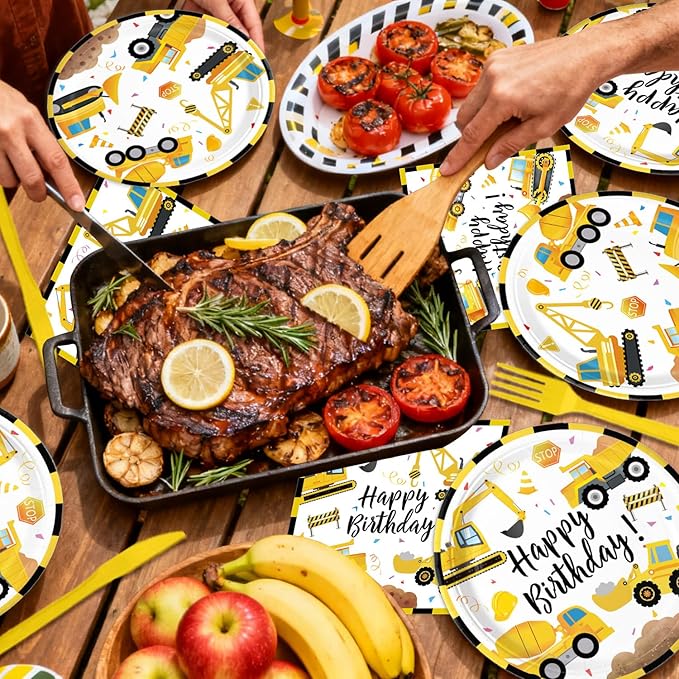 Construction Birthday Party Supplies Plates Napkins Cups Cutlery