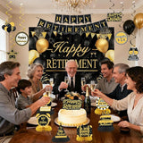 Retirement Party Decorations for Men Women Black Gold Happy Retirement
