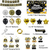 Retirement Party Decorations, Black Gold Happy Retirement Decorations