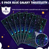 YIDAKO 6Pcs Iridescent Space Tablecloths, Disposable Plastic Blue