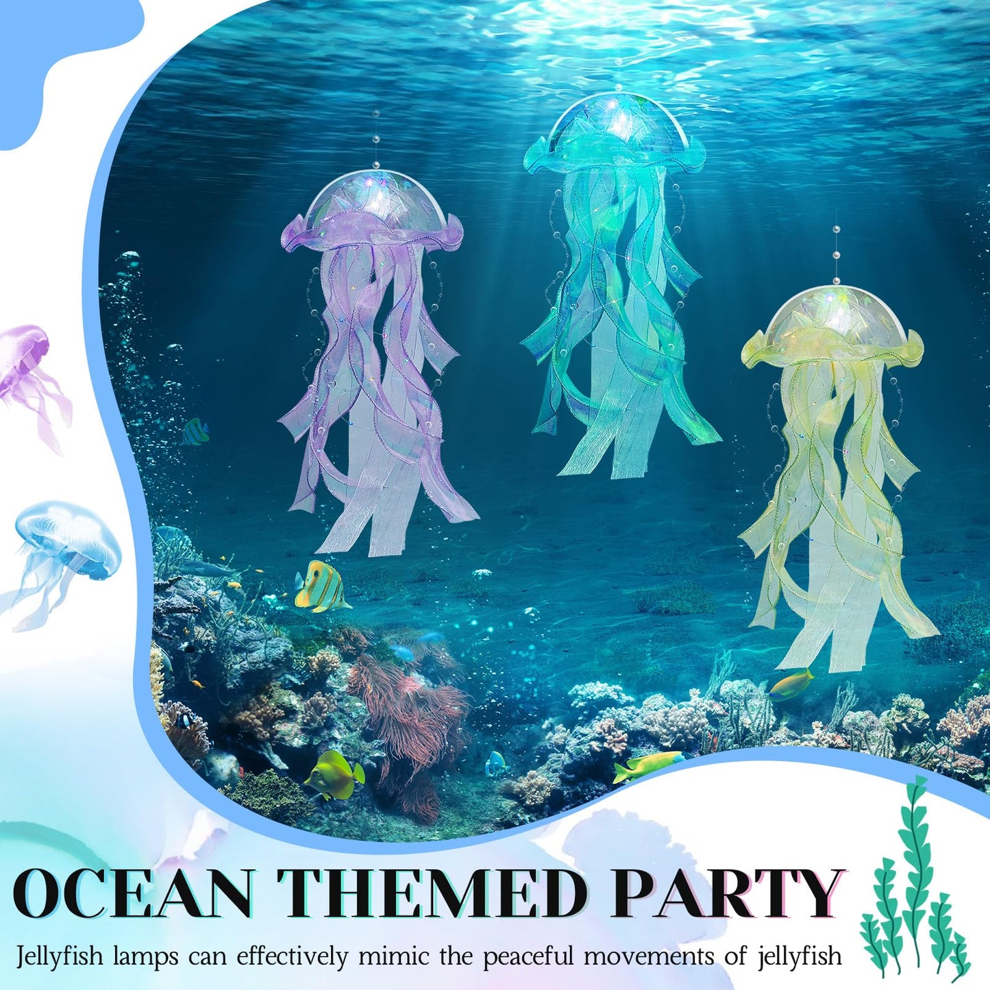 Rossesay 3 Pcs Jellyfish Lamp Colorful Jelly Fish Light Hanging