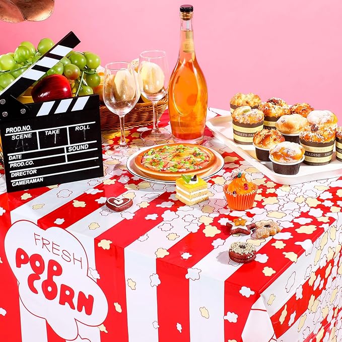 Irenare 6 Pieces Popcorn Tablecloth Decorations Plastic Popcorn Table