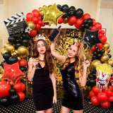 Movie Night Balloon Garland Arch Kit Red Black Gold Confetti