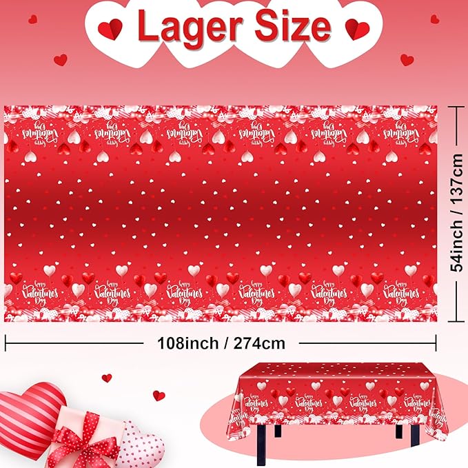 3 pcs Valentines Day Tablecloths Happy Valentines Day Plastic