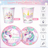 171Pcs Unicorn Birthday Party Supplies with Plates Cups Napkins