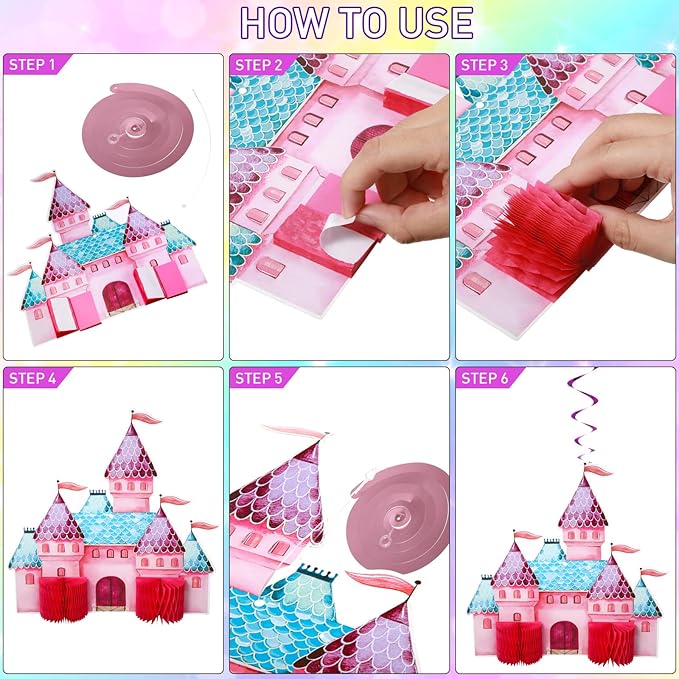 10 Pcs Unicorn Rainbow Centerpiece Unicorn Honeycomb Centerpiece