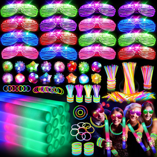 OLUPP 150 PCS Glow in the Dark Party Supplies, 16 Foam Sticks, 16 LED