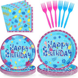96Pcs Hawaiian Birthday Decorations Tropical Luau Blue Cartoon