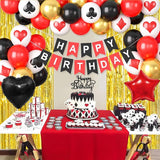 Casino Theme Party Decorations Red Black Gold Poker Balloons Happy