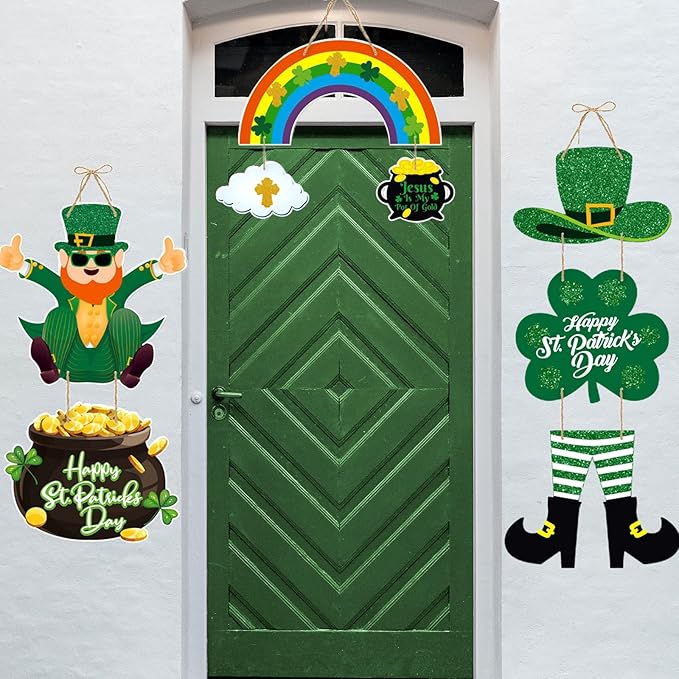 St Patricks Day Decorations Front Door Hanger Decor 5pcs Green Saint