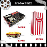 48PCS Movie Night Party Supplies 24 Snack Boxes 12 Food Trays 12