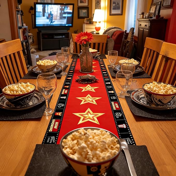 2 Pcs 13 x 72 Inch Movie Night Table Runner for Movie Night