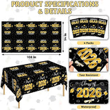 QZYL 4 Pack Graduation Decorations, 54" x 108" Black and Gold