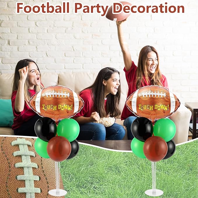 Football Party Balloons Stand Kit 2 Sets with 2 Rugby Ball Foil