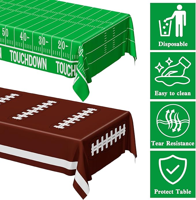 QZYL Football Party Decorations 2026, Disposable Football Tablecloth,
